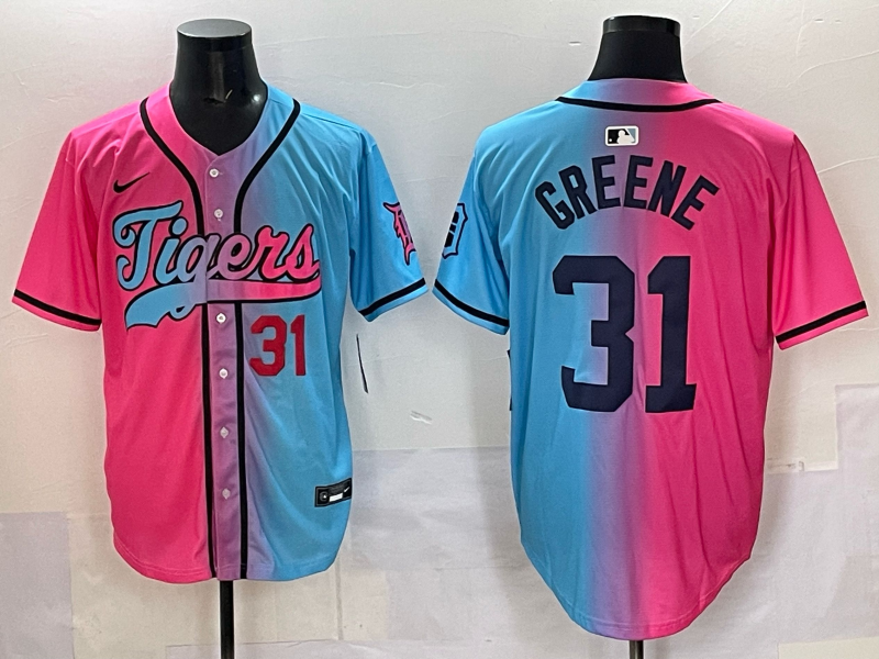 Men 2025 Detroit Tigers #31 Greene Blue pink Game Nike MLB Jersey style 002->detroit tigers->MLB Jersey